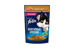 Корм влажный для взрослых кошек Felix Аппетитные кусочки индейка в желе 75 г