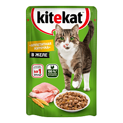 Влажный корм Kitekat Аппетитная курочка в желе для кошек 85 г