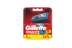 Сменные кассеты для безопасных бритв Gillette Mach3 Turbo Red 4 шт