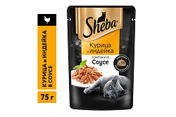 Корм влажный для взрослых кошек Sheba курица и индейка 75 г