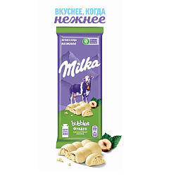 Плитка Milka Bubbles белый шоколад пористый с фундуком 79 г