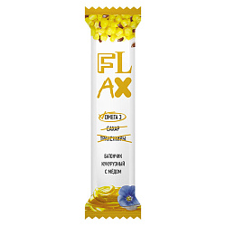 Батончик кукурузный с мёдом Flax | 20 г | Компас Здоровья. Основа здоровья Уфа. Доставка продуктов.