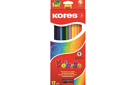 Карандаши цветные Kores 12 цветов шестигранные с точилкой (К)