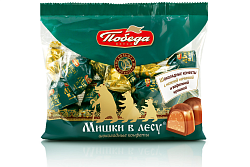 Конфеты шоколадные Победа вкуса Мишки в лесу с нежной начинкой и вафельной крошкой 200 г