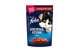 Корм влажный для взрослых кошек Felix Аппетитные кусочки говядина 85 г